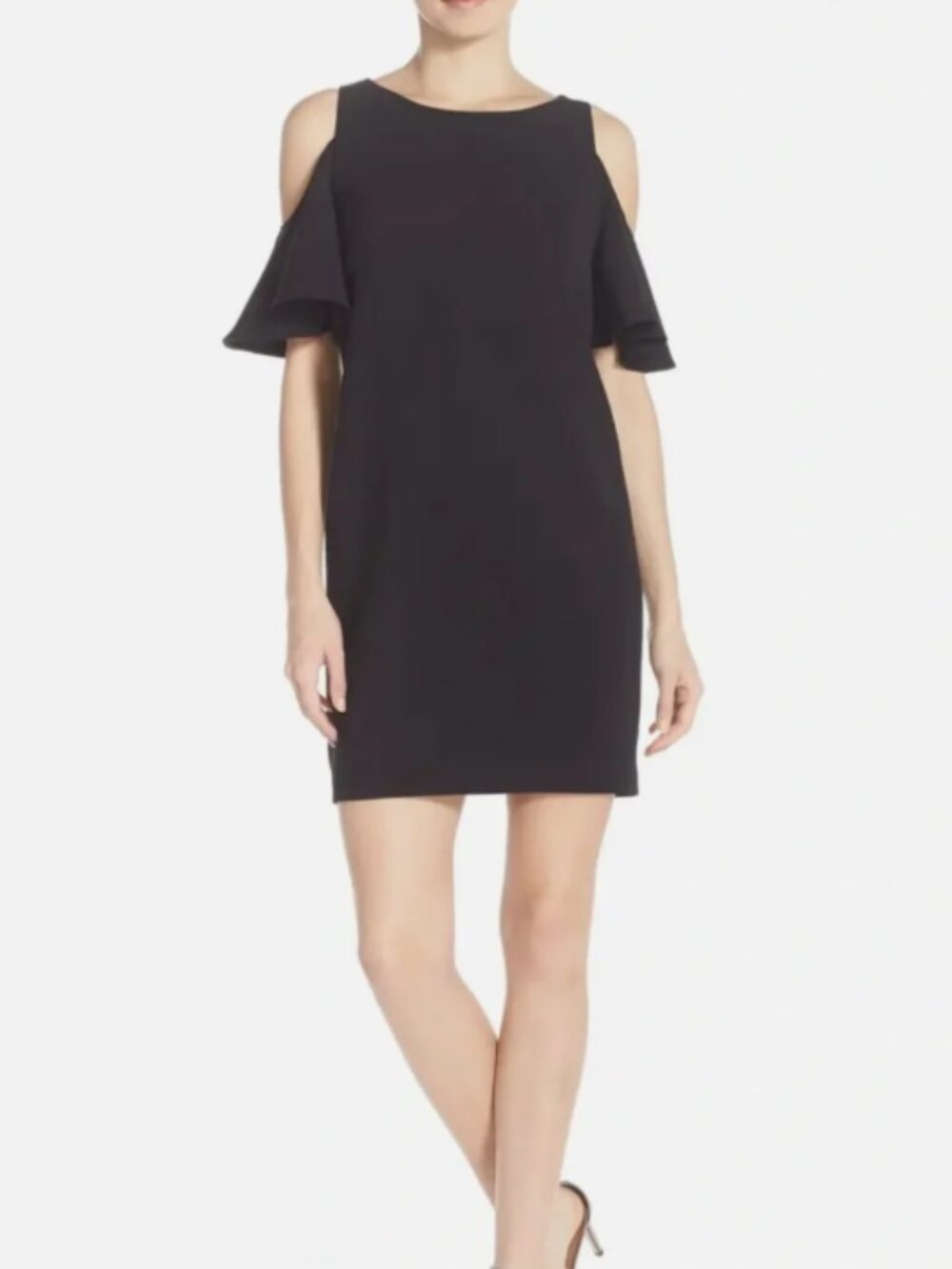 Black Cold Shoulder Ruffle Sleeve Dress | Size M